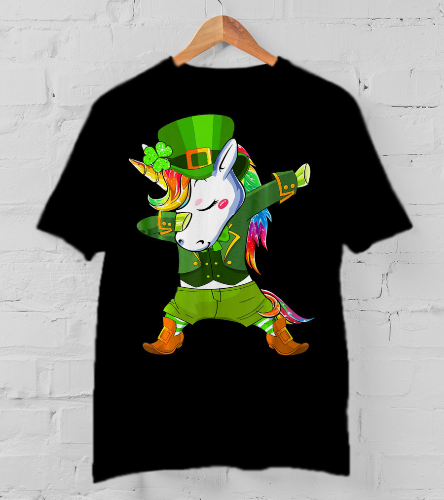 Leprechaun Costume Funny Dabbing Unicorn St. Patrick's Day Rainbow Magic T-Shirt