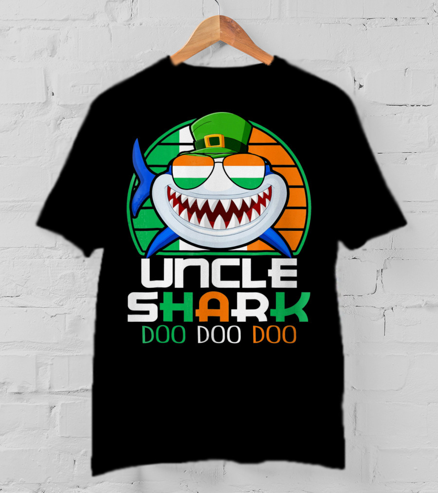 Uncle Shark Doo Doo Doo Funny St. Patrick's Day Irish Hat And Colors T-Shirt