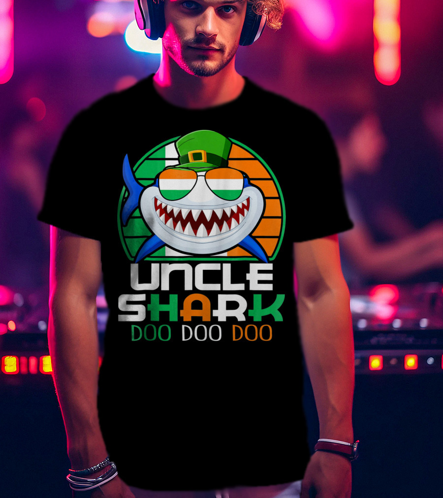 Uncle Shark Doo Doo Doo Funny St. Patrick's Day Irish Hat And Colors T-Shirt