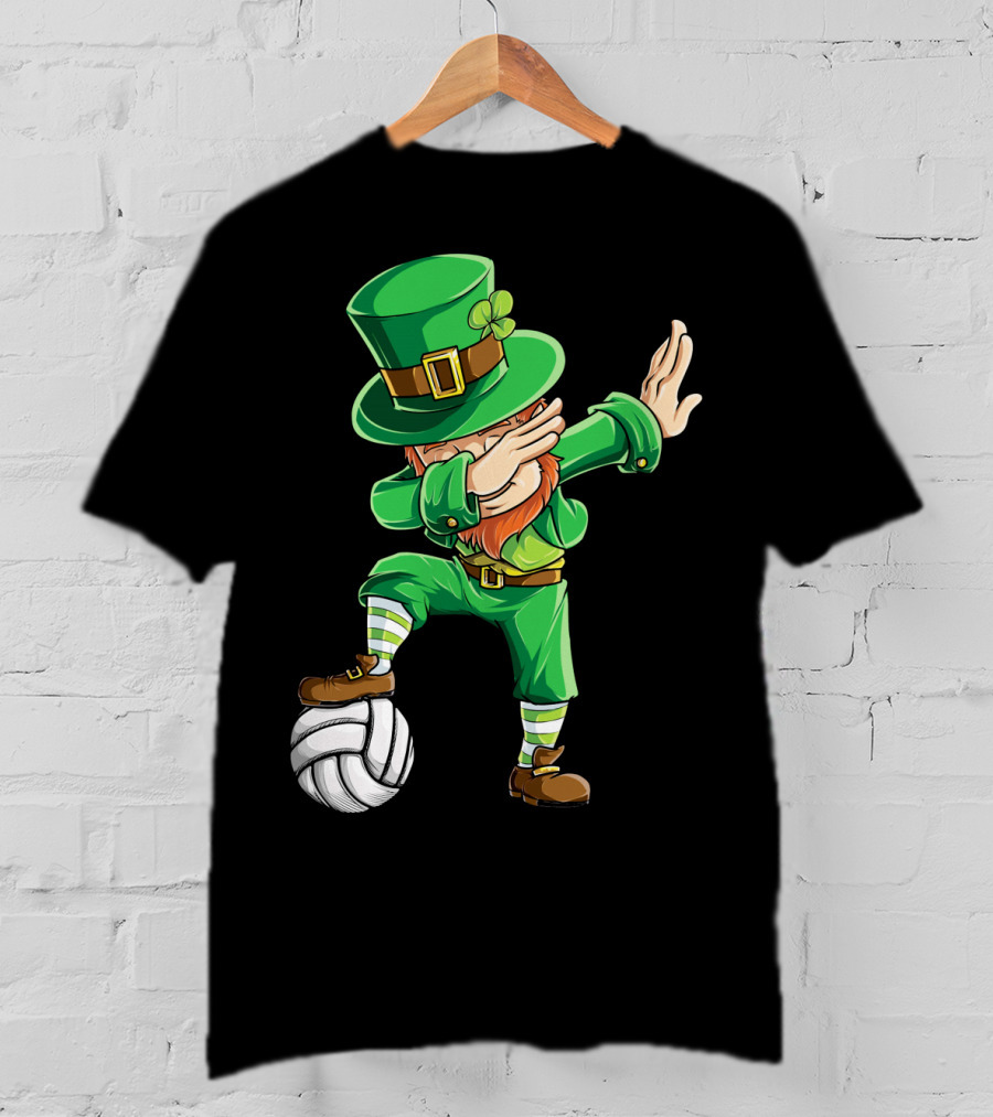 Dabbing Leprechaun With Volleyball T-Shirt