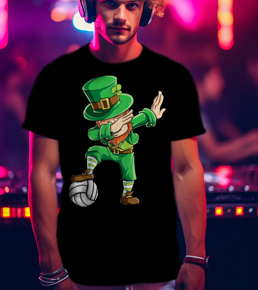 Dabbing Leprechaun With Volleyball T-Shirt