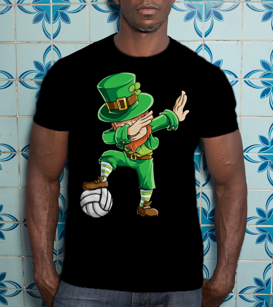 Dabbing Leprechaun With Volleyball T-Shirt