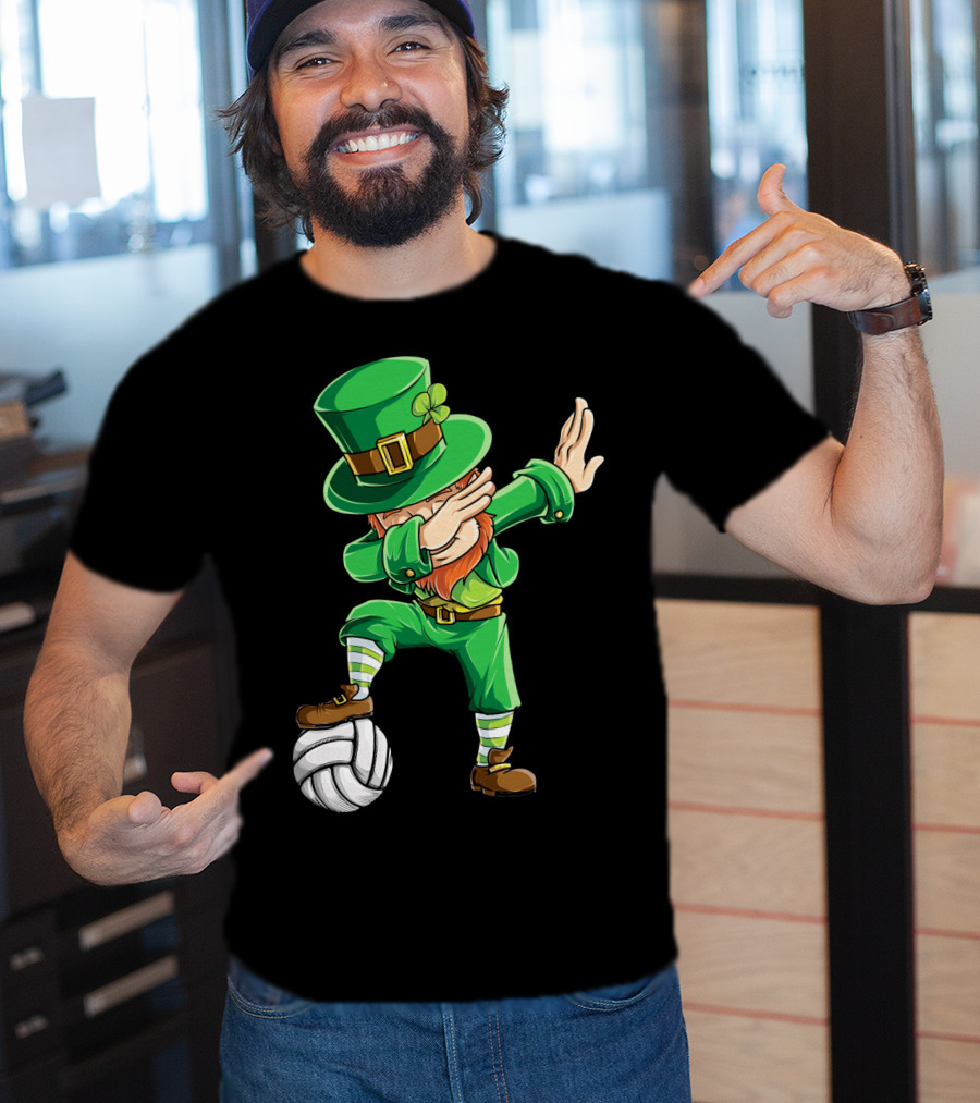 Dabbing Leprechaun With Volleyball T-Shirt