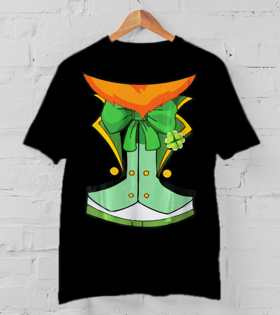 Tuxedo Leprechaun Costume With Green Bowtie And Shamrock T-Shirt