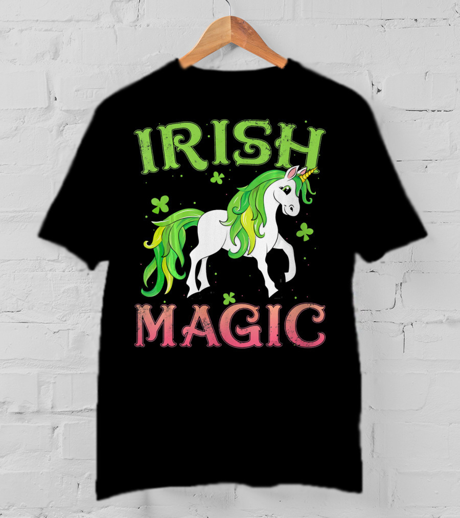Irish Magic Unicorn Clover T-Shirt