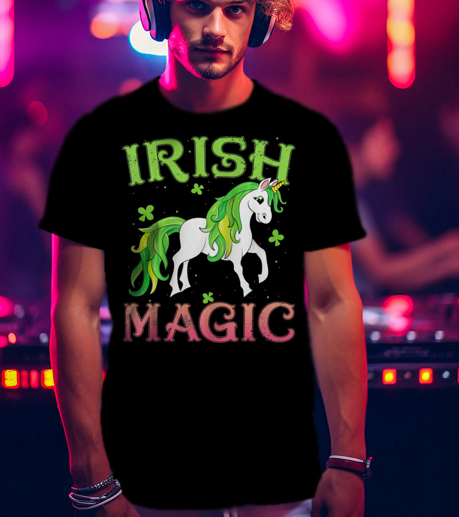 Irish Magic Unicorn Clover T-Shirt