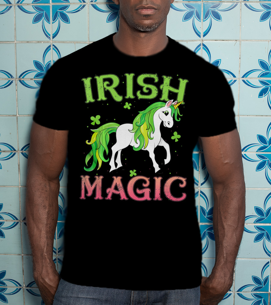 Irish Magic Unicorn Clover T-Shirt