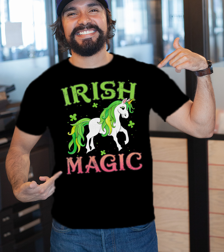 Irish Magic Unicorn Clover T-Shirt