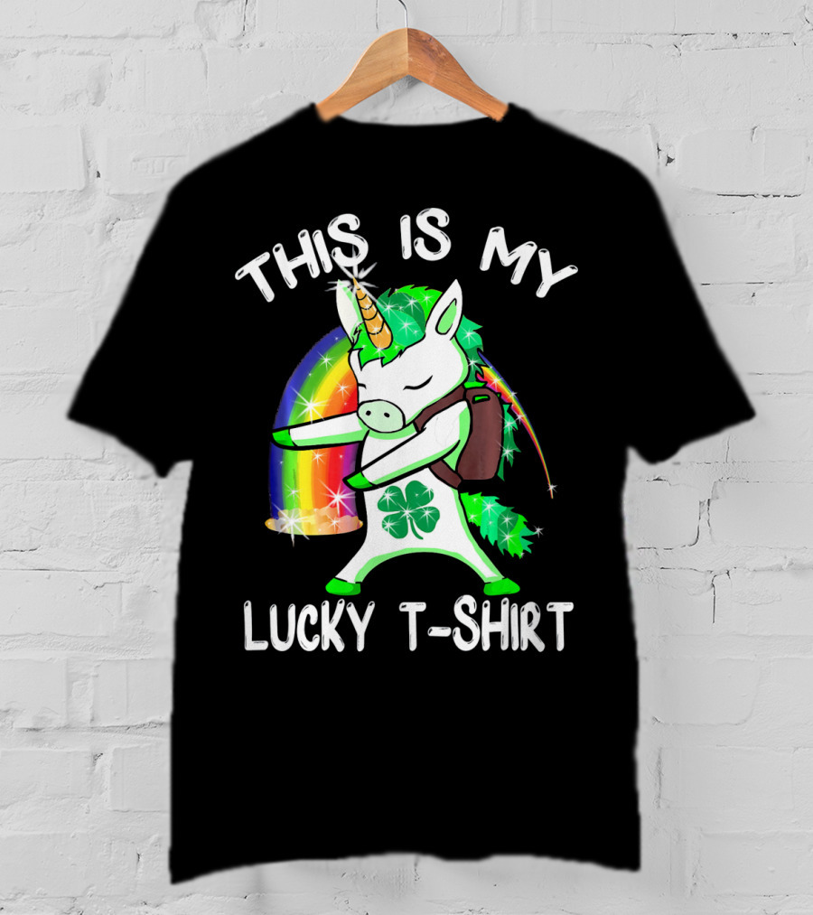 This Is My Lucky T-Shirt Lepricorn Unicorn Rainbow Clover Sparkle Dab T-Shirt