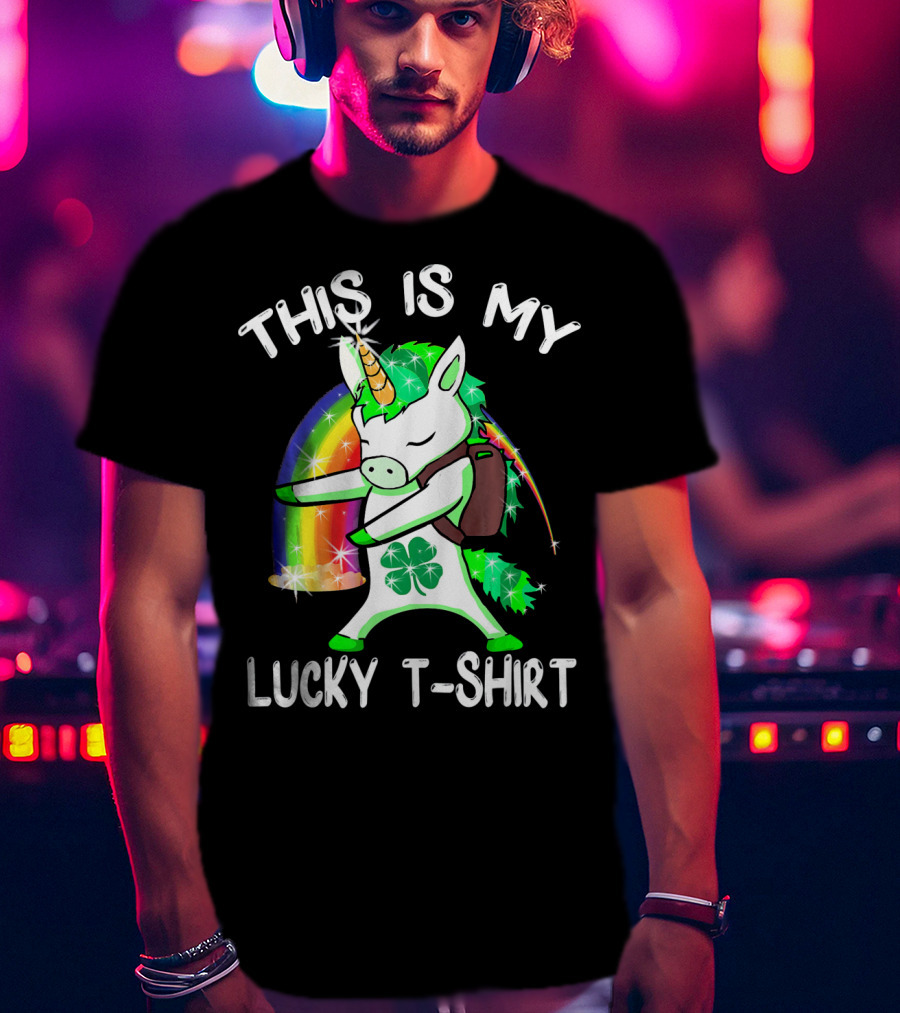 This Is My Lucky T-Shirt Lepricorn Unicorn Rainbow Clover Sparkle Dab T-Shirt
