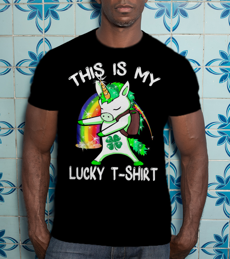 This Is My Lucky T-Shirt Lepricorn Unicorn Rainbow Clover Sparkle Dab T-Shirt