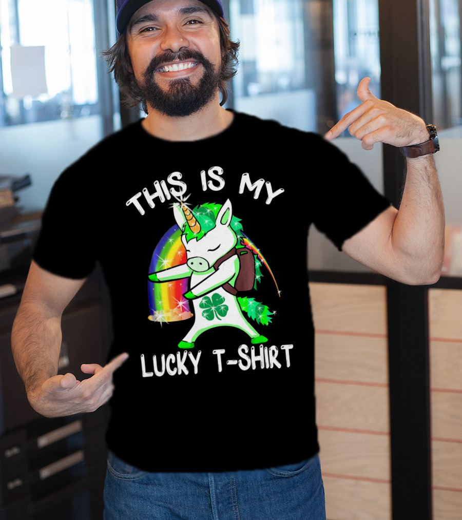 This Is My Lucky T-Shirt Lepricorn Unicorn Rainbow Clover Sparkle Dab T-Shirt