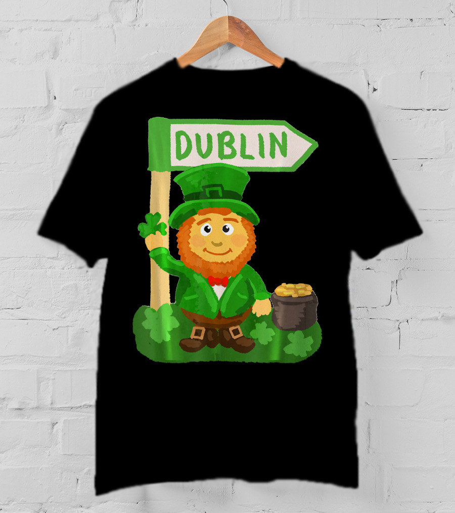 Dublin Leprechaun Shamrock Gold T-Shirt