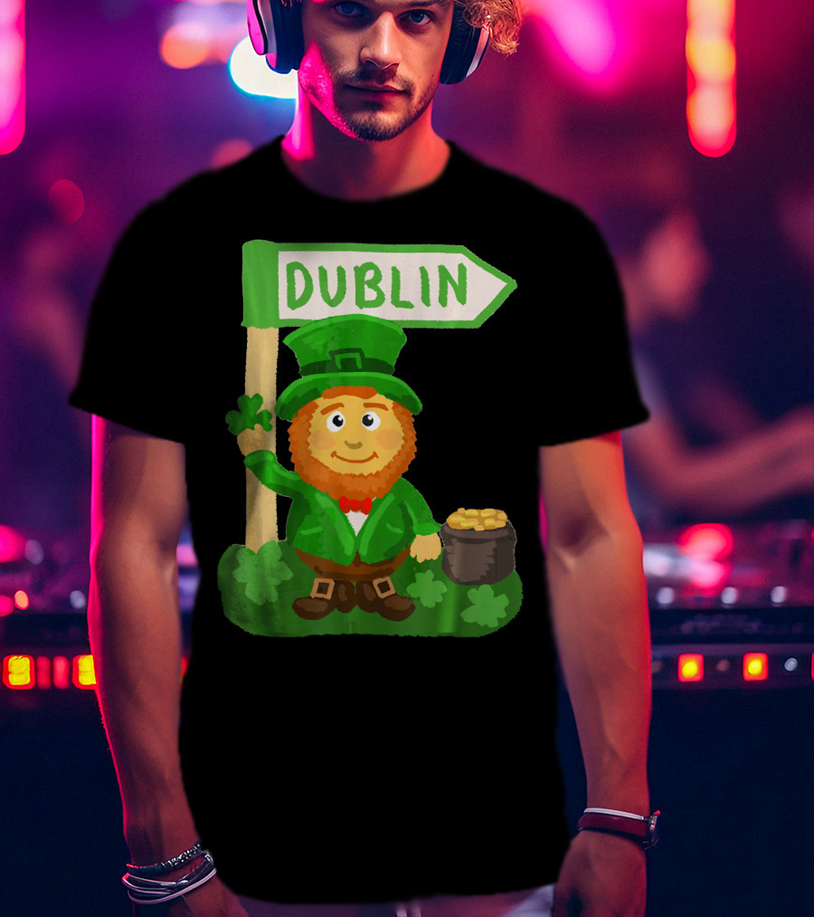 Dublin Leprechaun Shamrock Gold T-Shirt