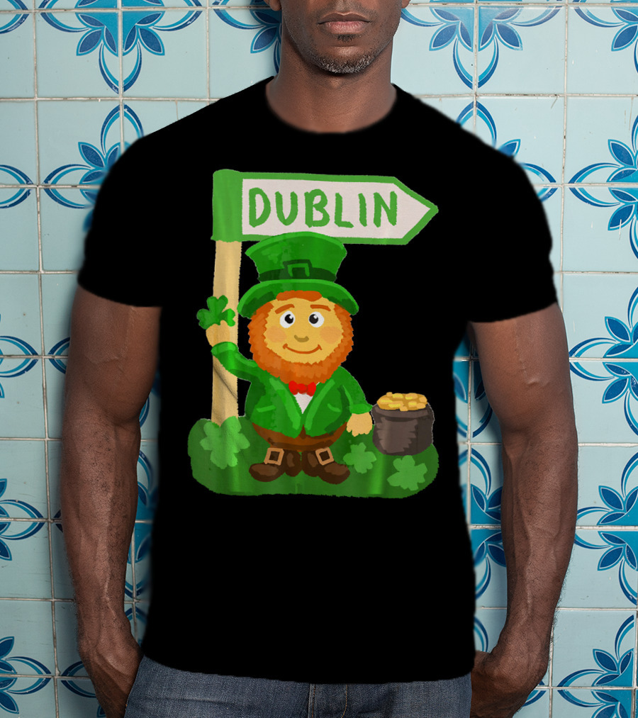 Dublin Leprechaun Shamrock Gold T-Shirt