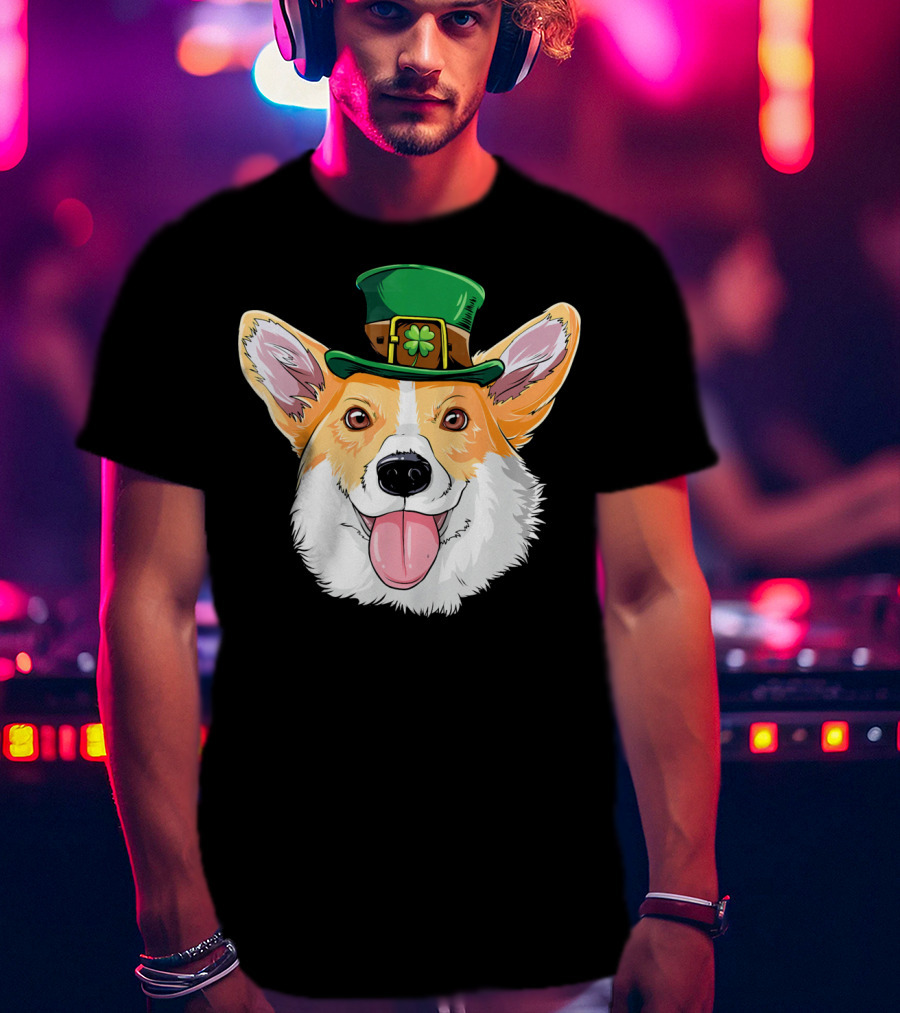 Corgi Leprechaun St Patrick's Hat T-Shirt