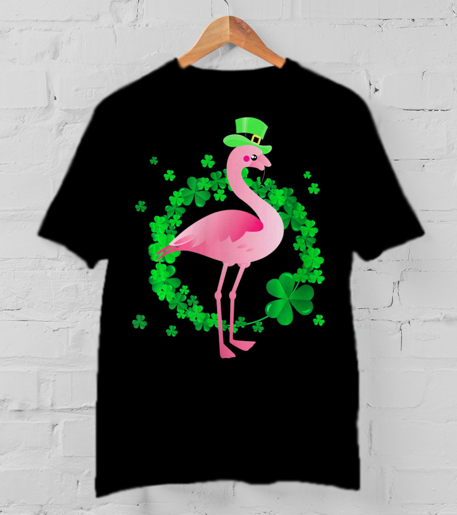 Flamingo Shamrock St. Patrick's Day Green Clover Hat T-Shirt