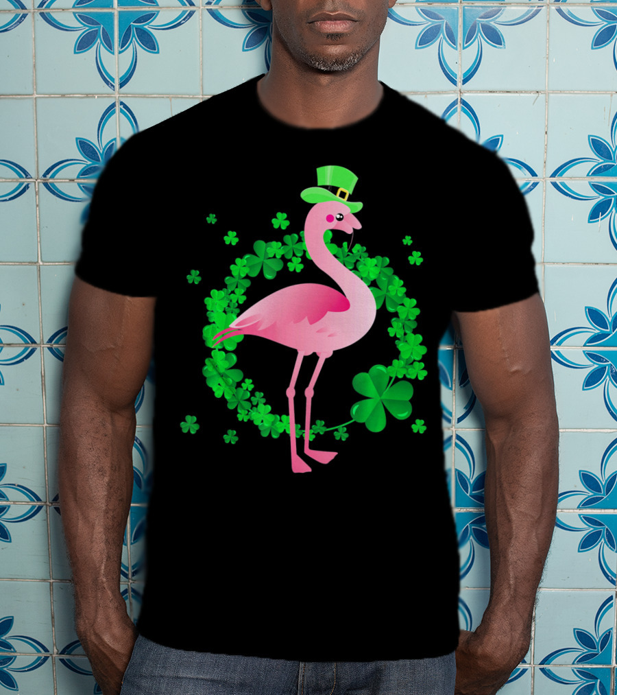 Flamingo Shamrock St. Patrick's Day Green Clover Hat T-Shirt