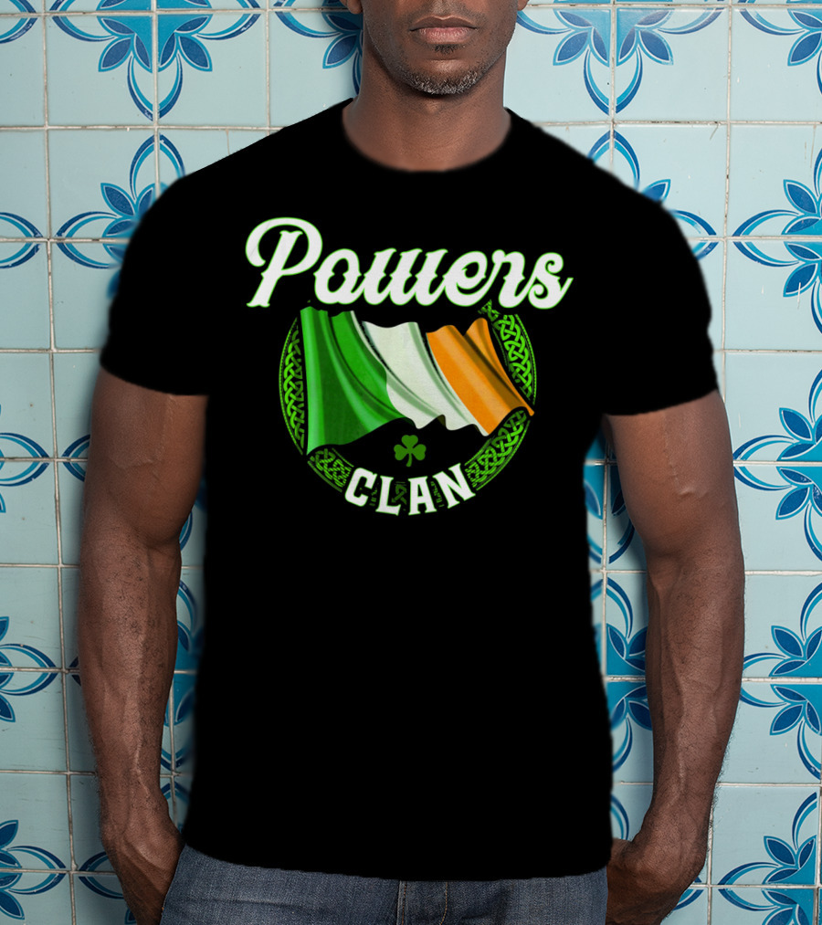 Powers Clan Irish Flag Celtic Knot Shamrock T-Shirt