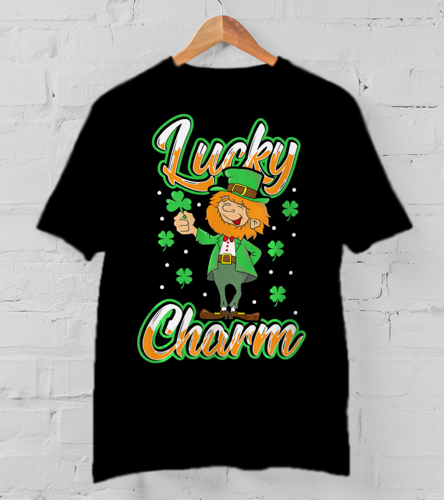 Lucky Charm St. Patrick's Day Leprechaun With Shamrocks T-Shirt