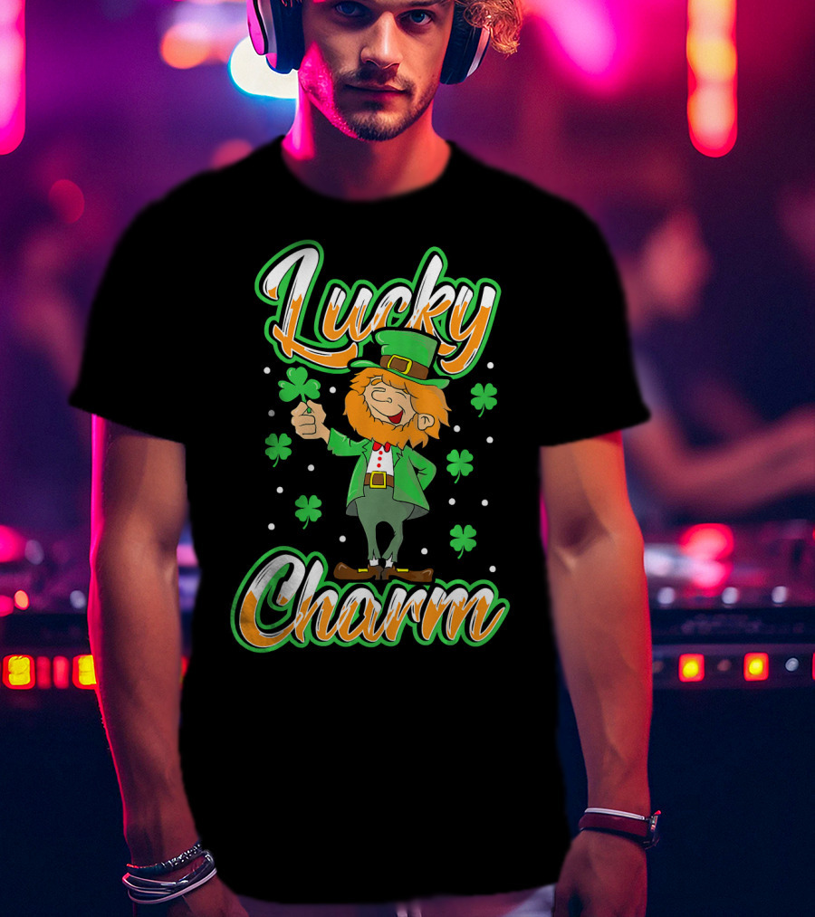 Lucky Charm St. Patrick's Day Leprechaun With Shamrocks T-Shirt