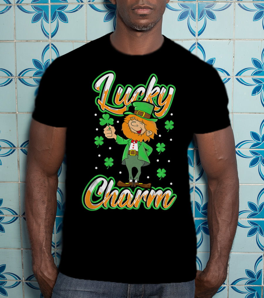 Lucky Charm St. Patrick's Day Leprechaun With Shamrocks T-Shirt