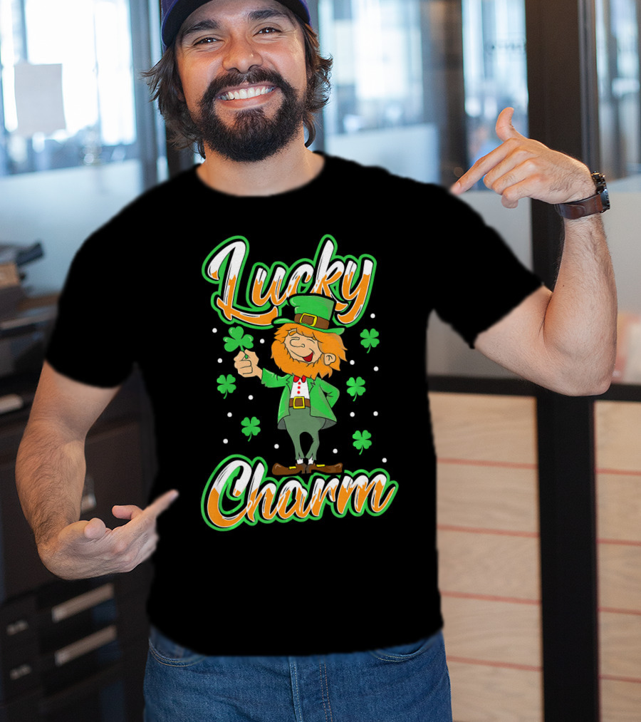 Lucky Charm St. Patrick's Day Leprechaun With Shamrocks T-Shirt