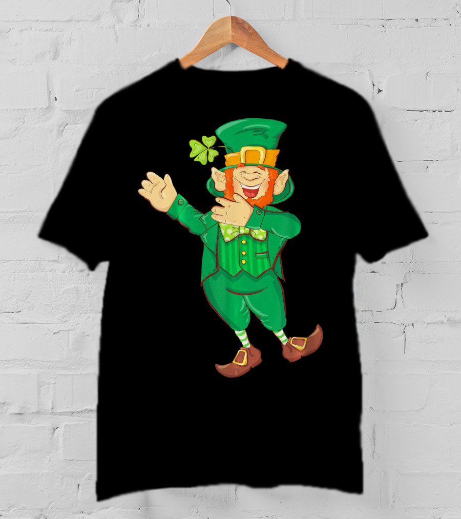 St Paddy Leprechaun Dabbing Dance Saint Clover Green T-Shirt