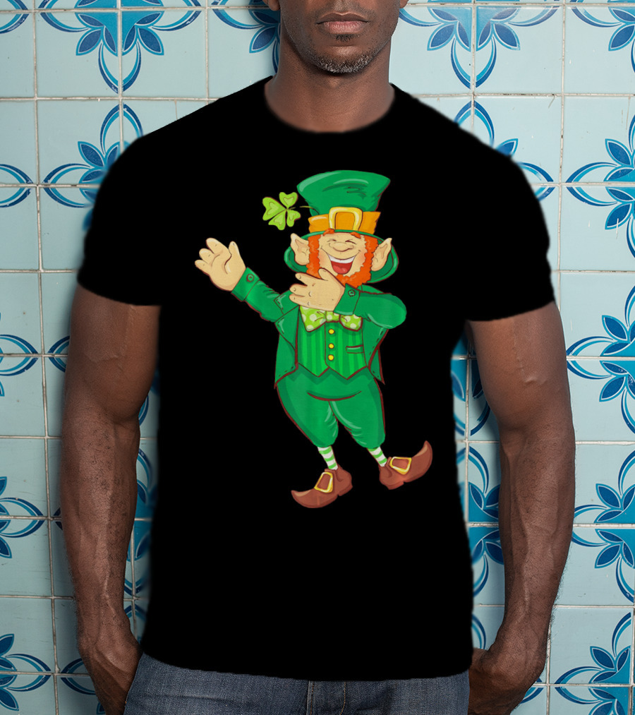 St Paddy Leprechaun Dabbing Dance Saint Clover Green T-Shirt