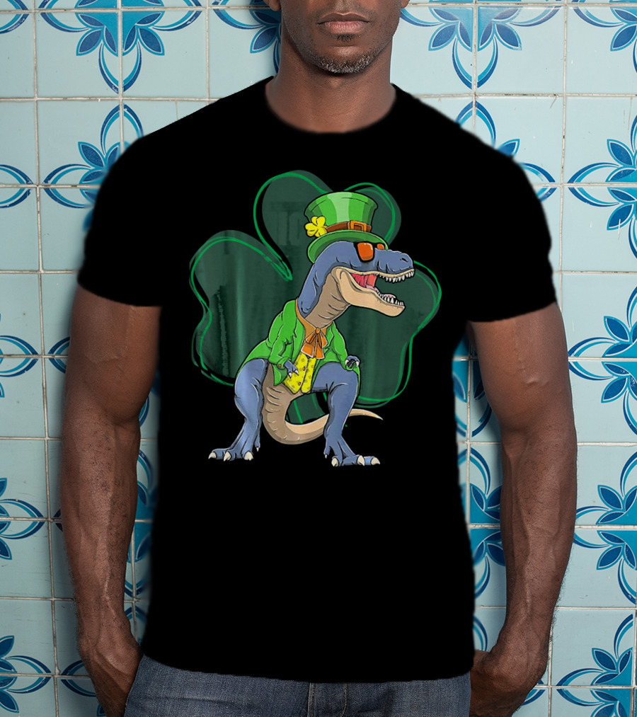 St. Pat Rex Day Leprechaun Dinosaur Shamrock Funny St. Patrick's Day T-Shirt
