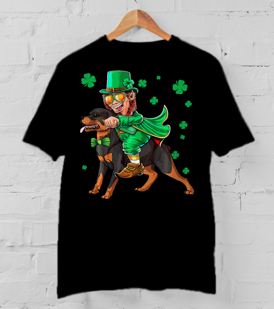 Leprechaun Rottweiler Shamrock St. Patrick's Day T-Shirt