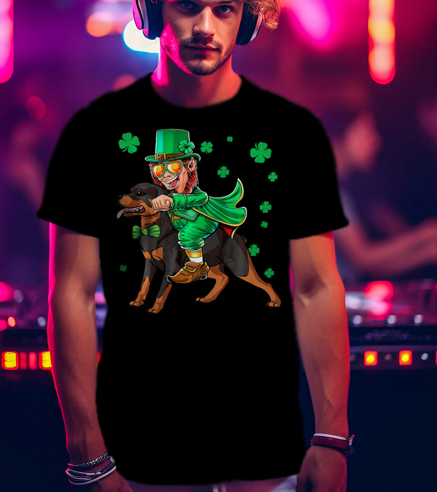 Leprechaun Rottweiler Shamrock St. Patrick's Day T-Shirt