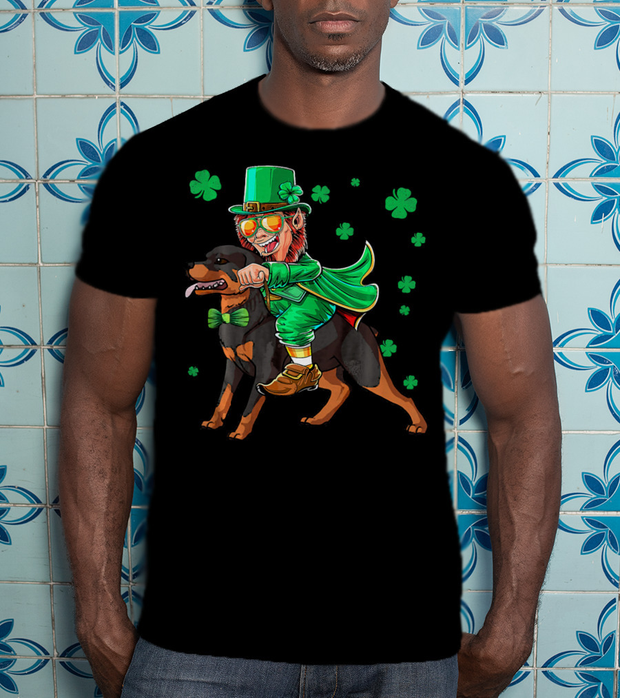 Leprechaun Rottweiler Shamrock St. Patrick's Day T-Shirt