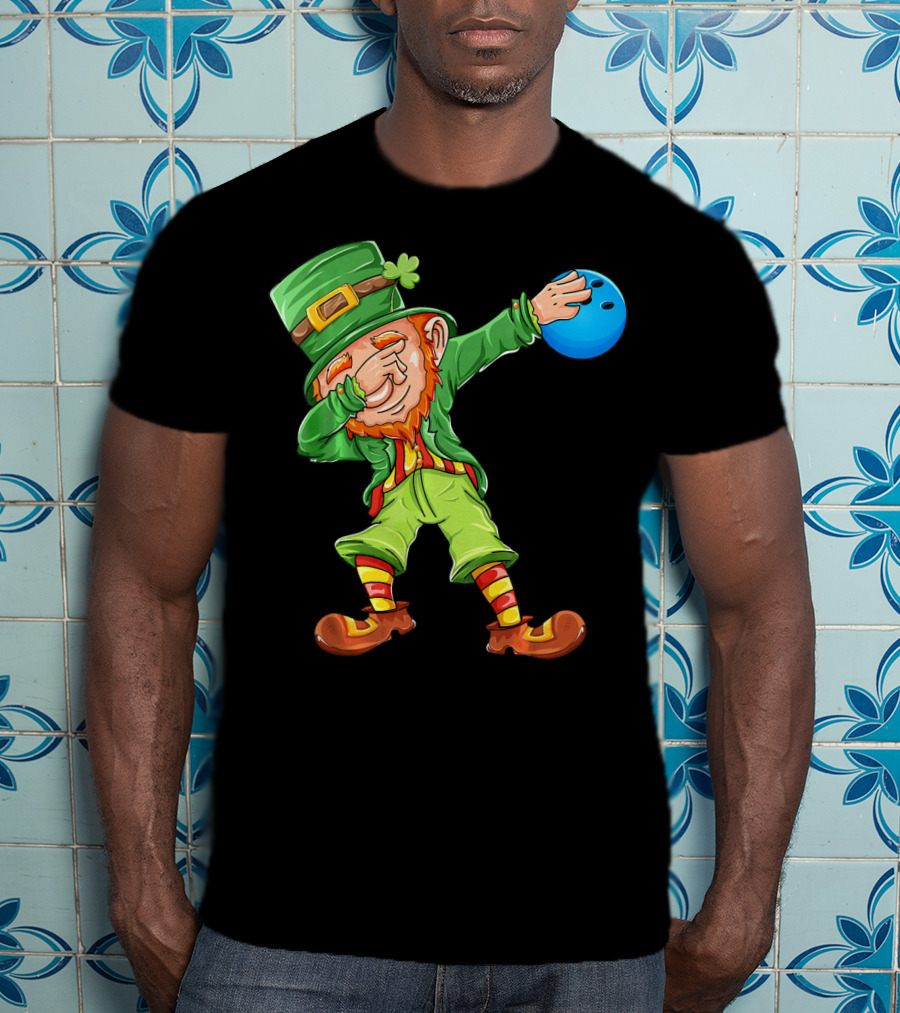 Bowling Leprechaun Dabbing With Bowling Ball T-Shirt