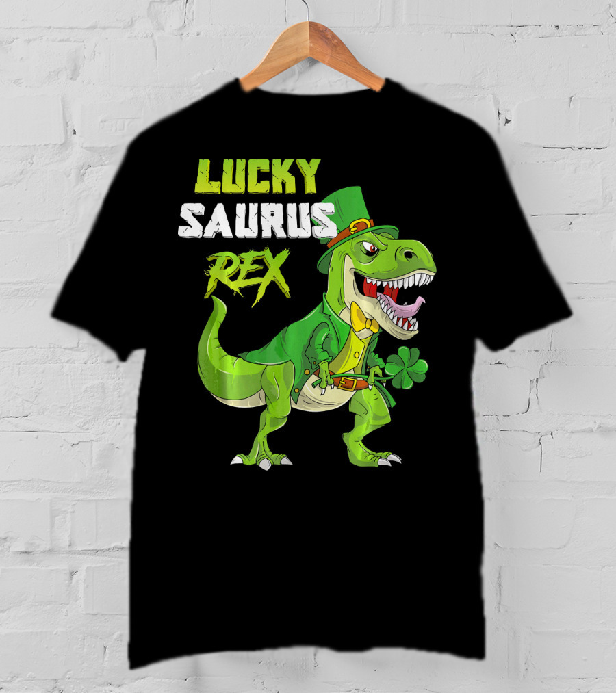 Lucky Saurus Rex St. Patrick's Day Kids T-Rex T-Shirt