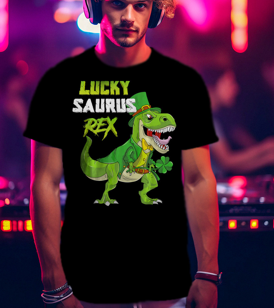 Lucky Saurus Rex St. Patrick's Day Kids T-Rex T-Shirt