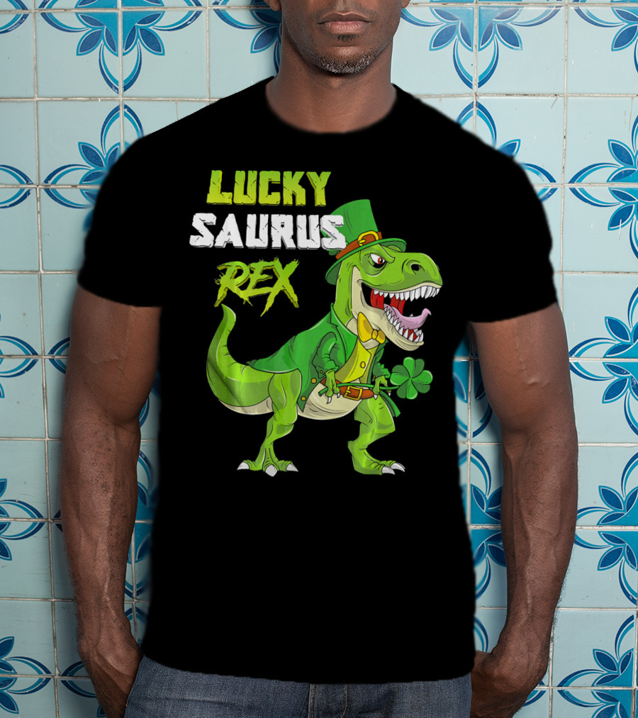 Lucky Saurus Rex St. Patrick's Day Kids T-Rex T-Shirt