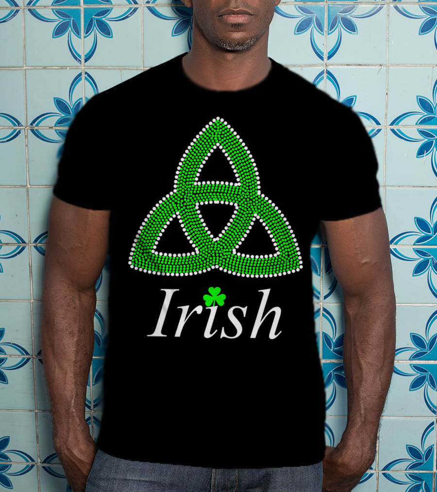 Irish Celtic Knot Trinity Rhinestone Shamrock T-Shirt