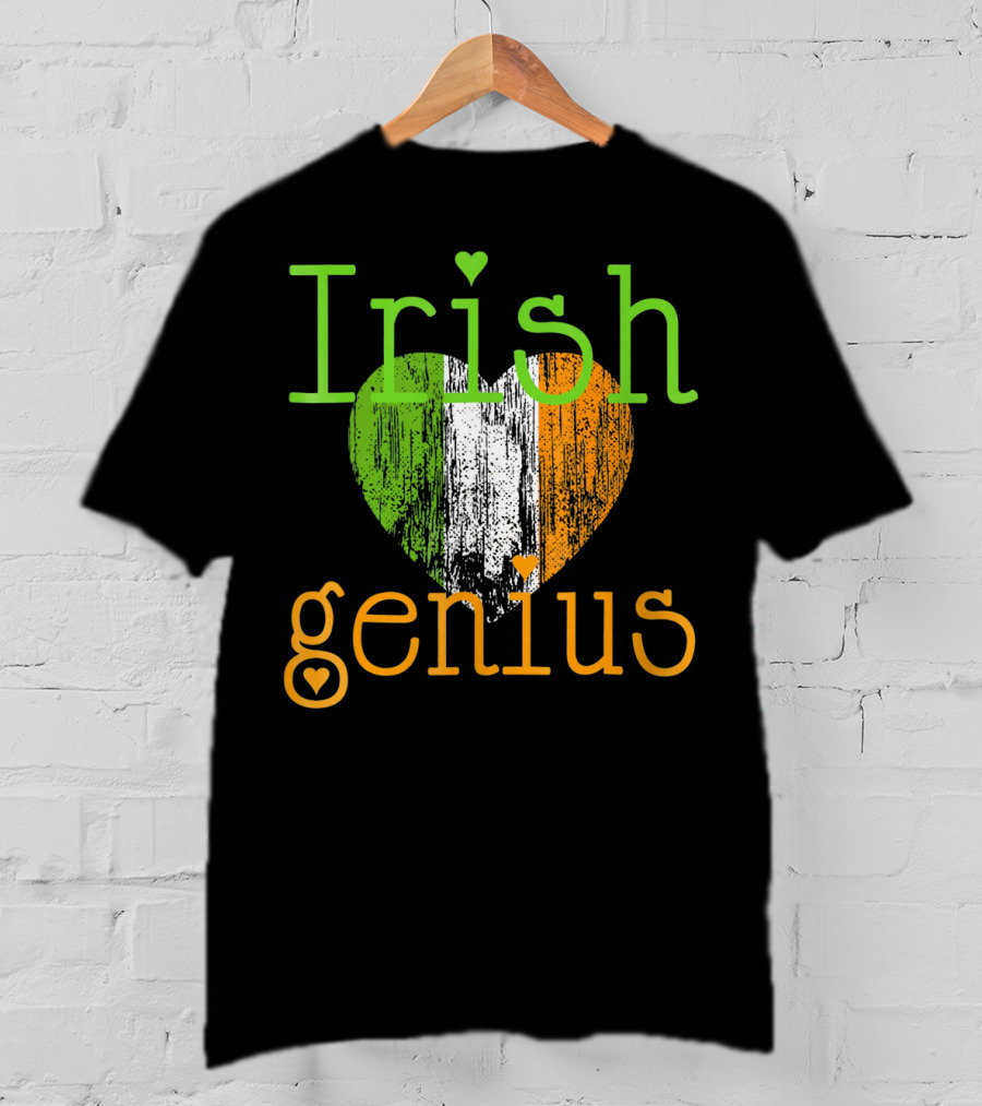 Irish Genius Heart With Irish Flag Colors T-Shirt