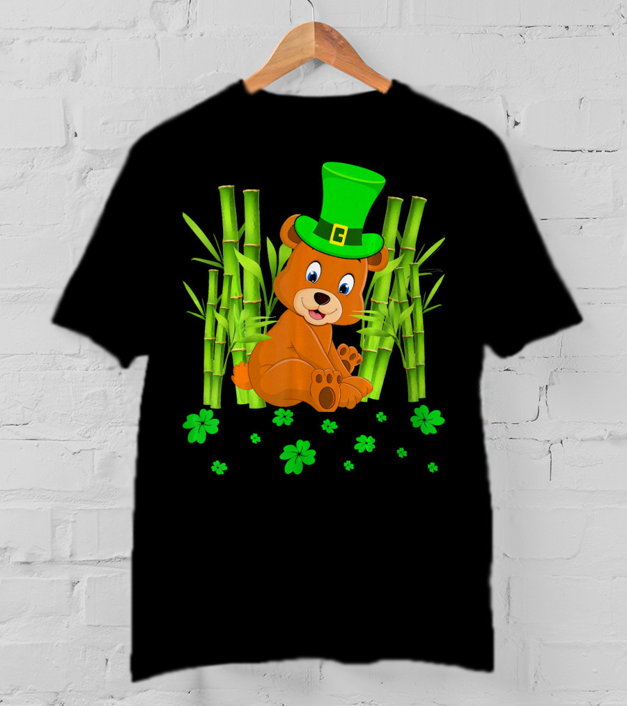 Leprechaun Bear Shamrock Bamboo St Patricks Day T-Shirt