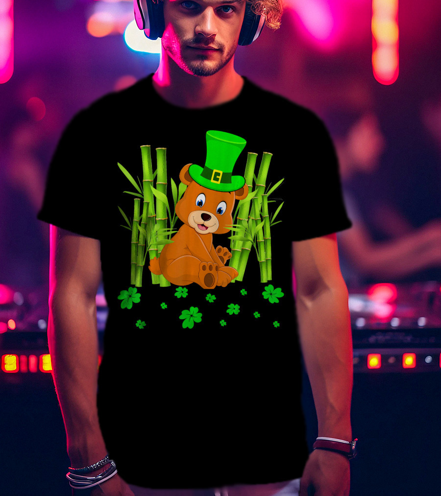 Leprechaun Bear Shamrock Bamboo St Patricks Day T-Shirt