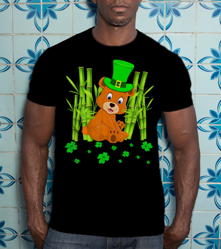 Leprechaun Bear Shamrock Bamboo St Patricks Day T-Shirt