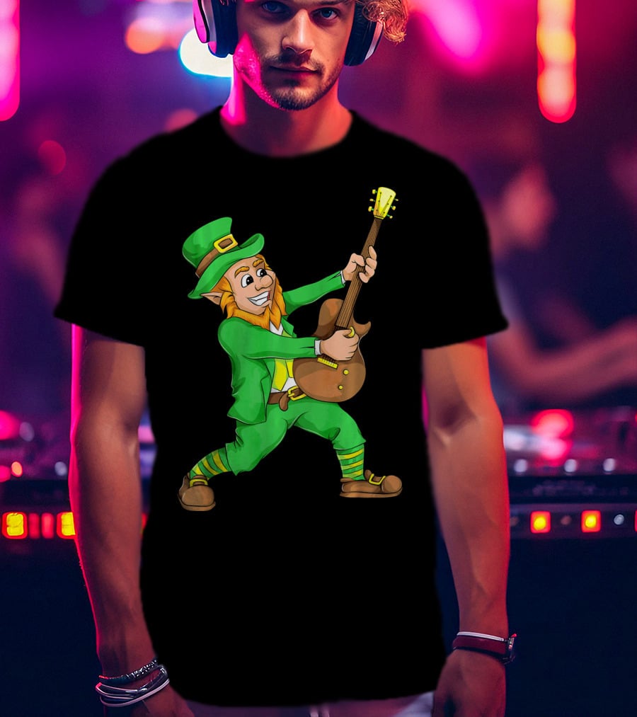St. Patrick's Day Leprechaun Playing Guitar T-Shirt