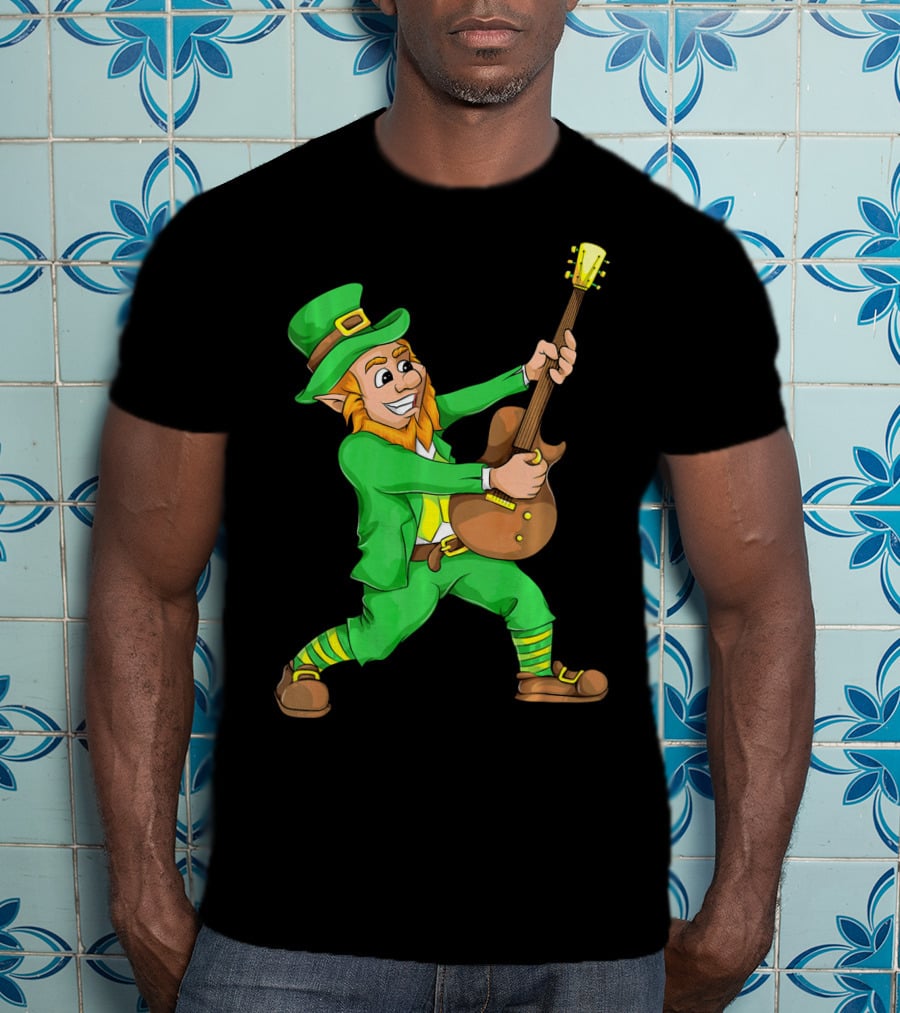 St. Patrick's Day Leprechaun Playing Guitar T-Shirt
