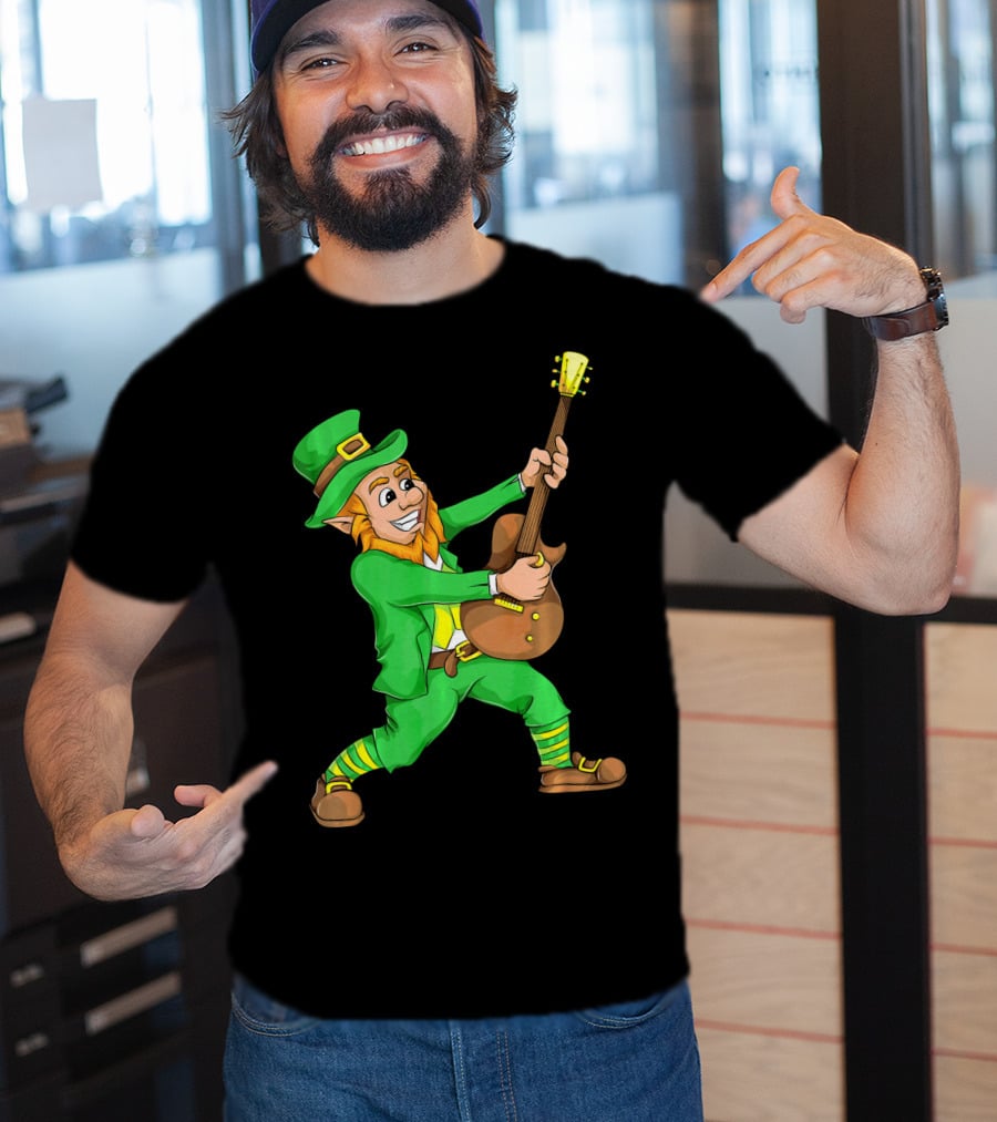 St. Patrick's Day Leprechaun Playing Guitar T-Shirt