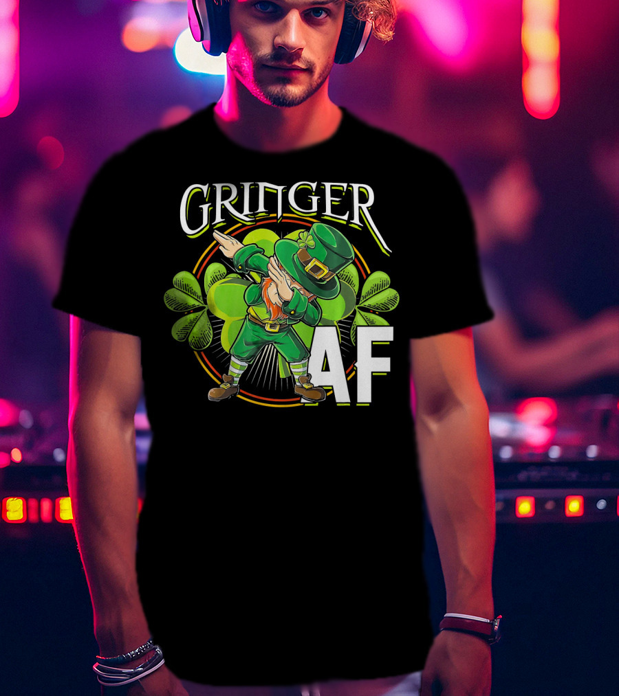 GRINGER AF Dabbing Leprechaun T-Shirt