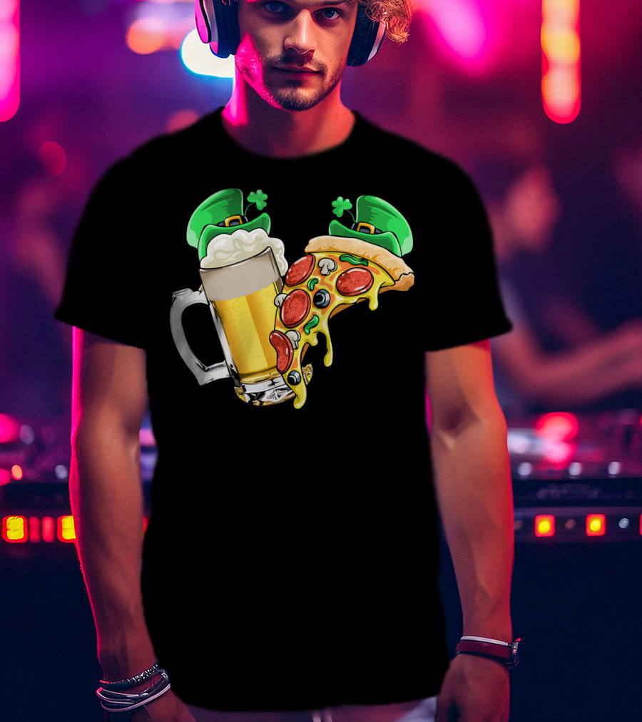 Beer Pizza Leprechaun Hat St. Patrick's Day T-Shirt
