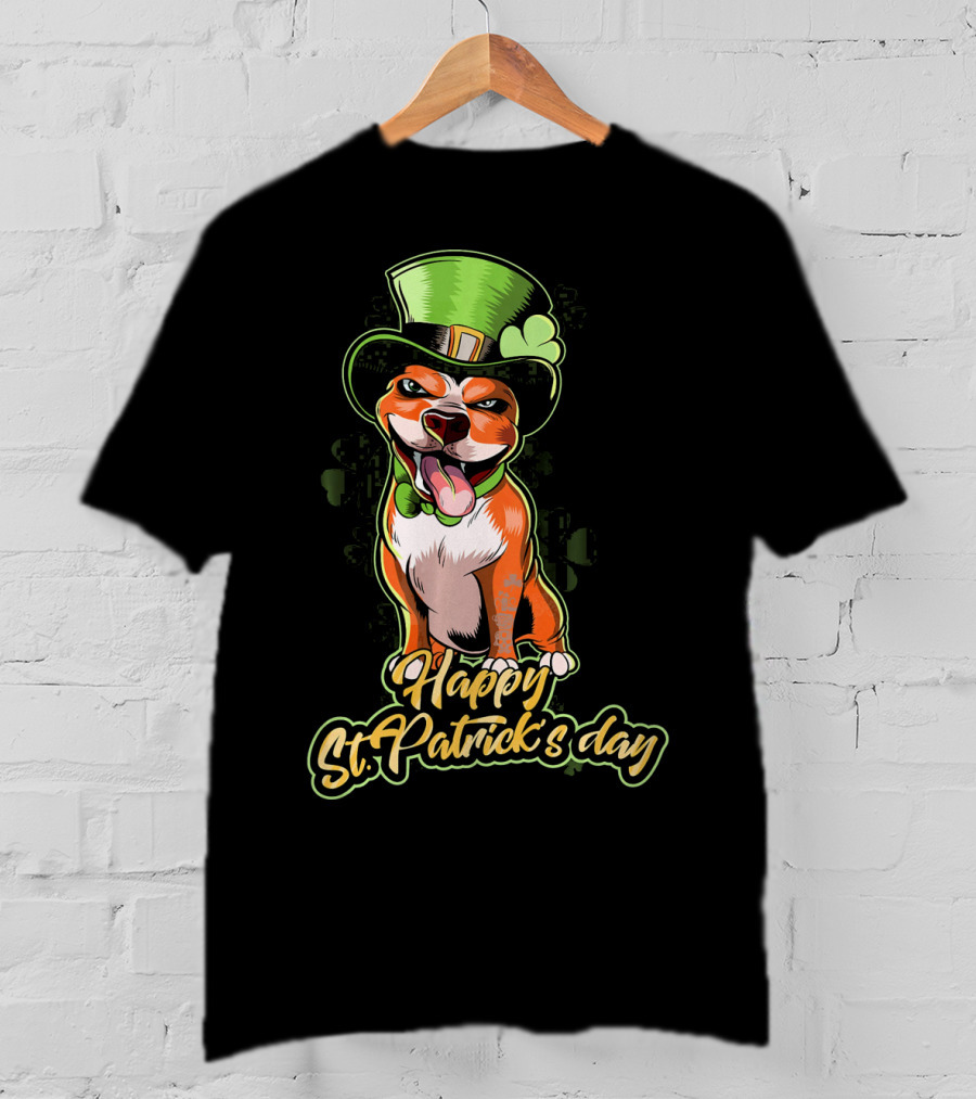 Happy St. Patrick's Day Pit Bull Cute Leprechaun T-Shirt
