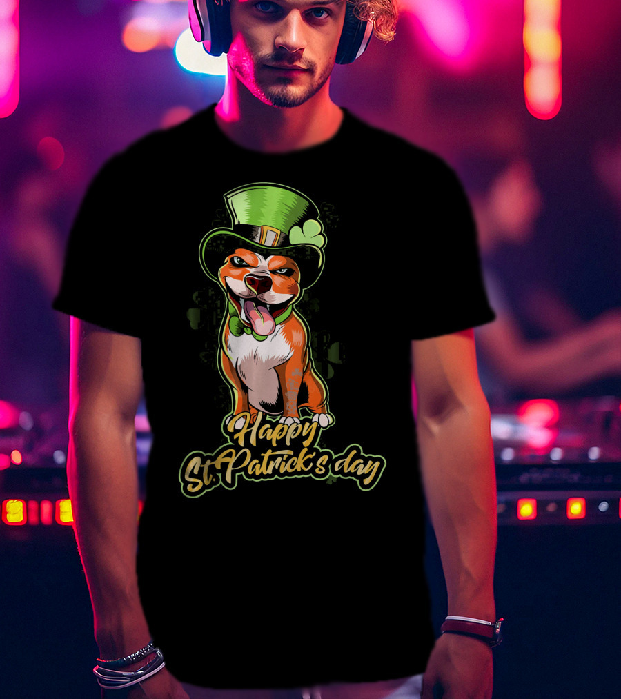 Happy St. Patrick's Day Pit Bull Cute Leprechaun T-Shirt