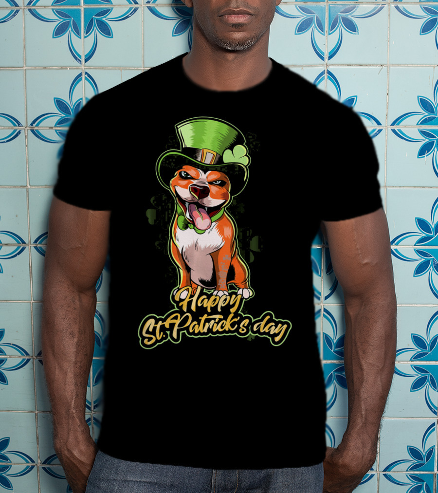 Happy St. Patrick's Day Pit Bull Cute Leprechaun T-Shirt